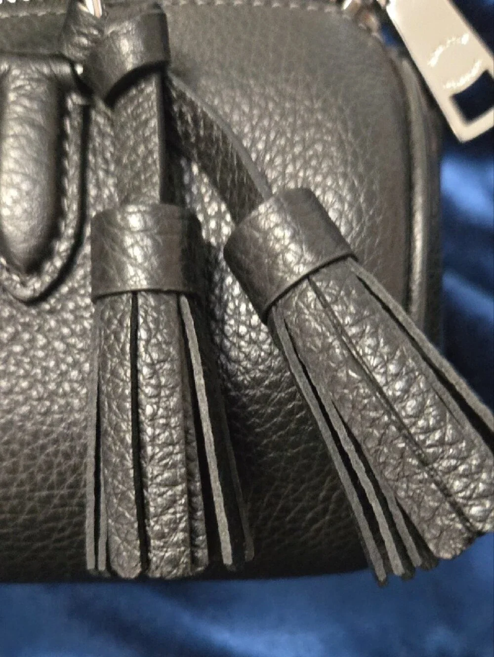 Coach Black Pebbled Leather Mini Barrel Bag with Tassel